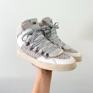 P448 Bali Sherpa High Top Lace Up Round Toe Casual Sneakers White 39